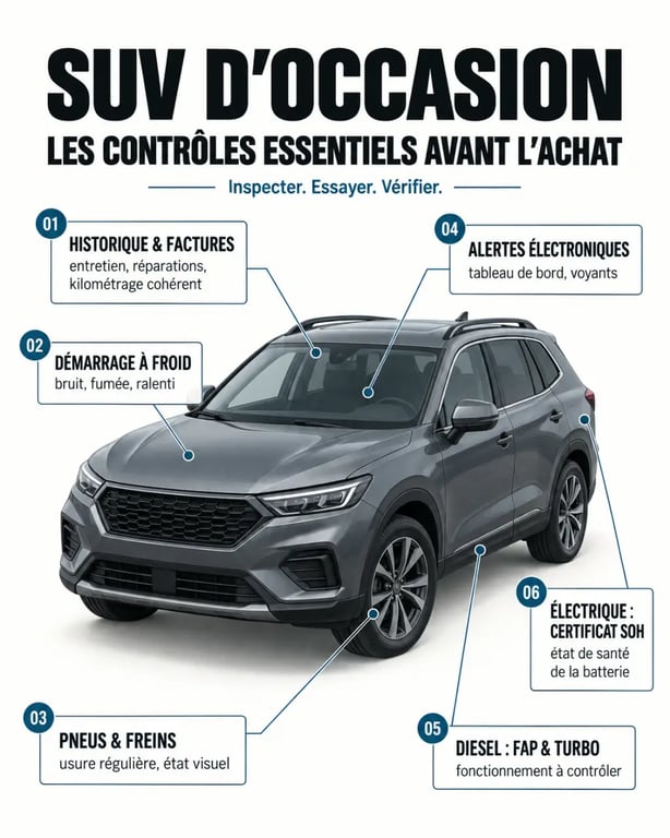 Points de contrôle pour vérifier la fiabilité d’un SUV d’occasion
