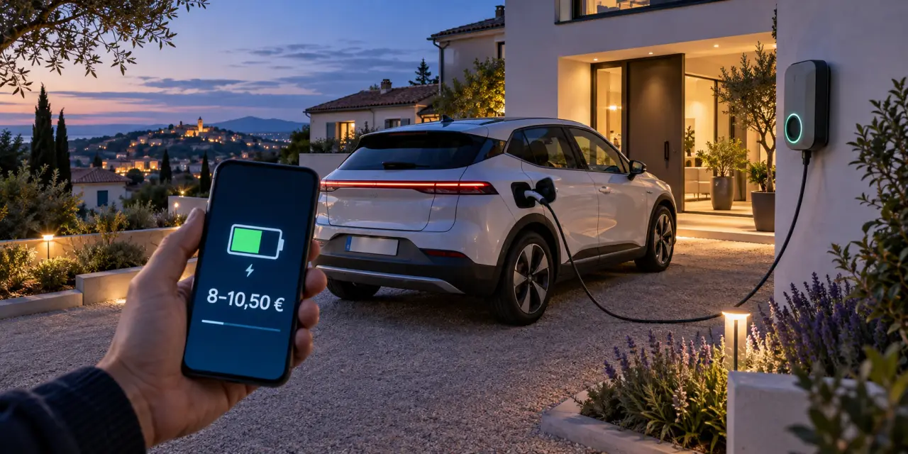 Plein d’une voiture électrique : 8 à 10,50 € à domicile pour 50 kWh