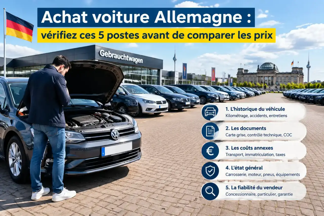 Achat voiture Allemagne : vérifiez ces 5 postes avant de comparer les prix