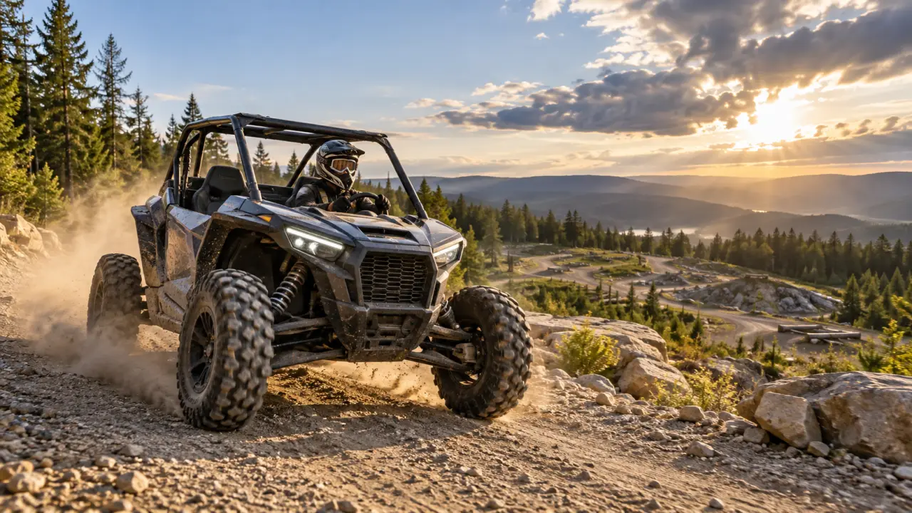 Buggy SSV piloté sur un circuit tout-terrain