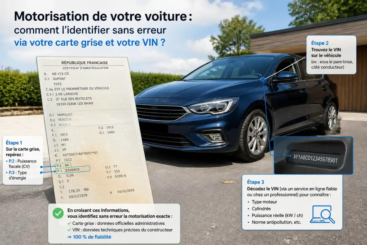 Motorisation de votre voiture : comment l'identifier sans erreur via votre carte grise et votre VIN ?