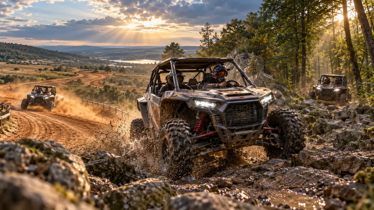 Équipe en buggy SSV sur un terrain tout-terrain